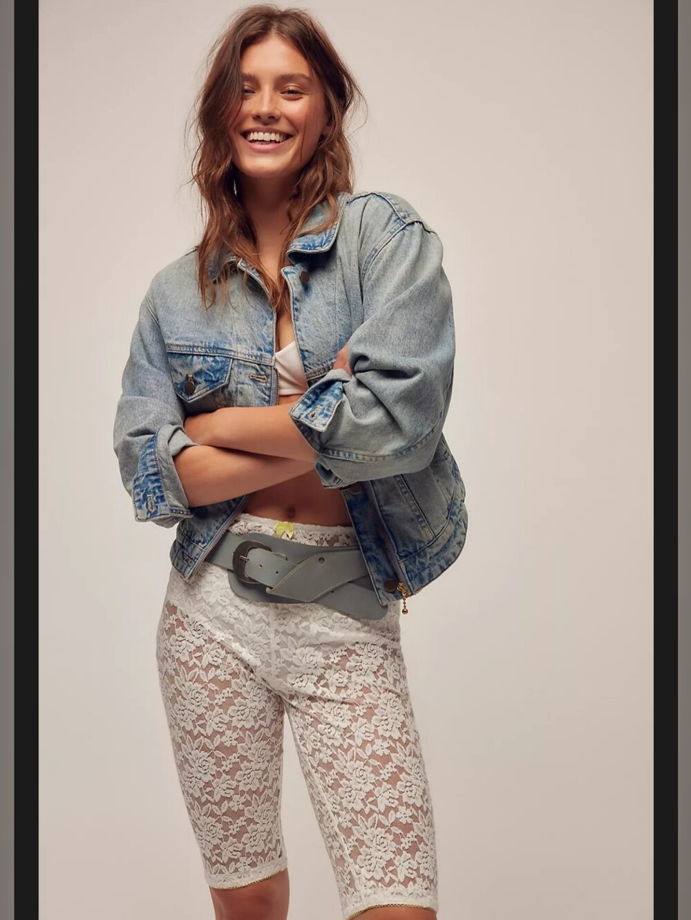 Free People All Day Lace Capri - Ivory Large NWT